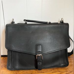 Coach vintage black leather briefcase unisex mens womens 5319 work professional